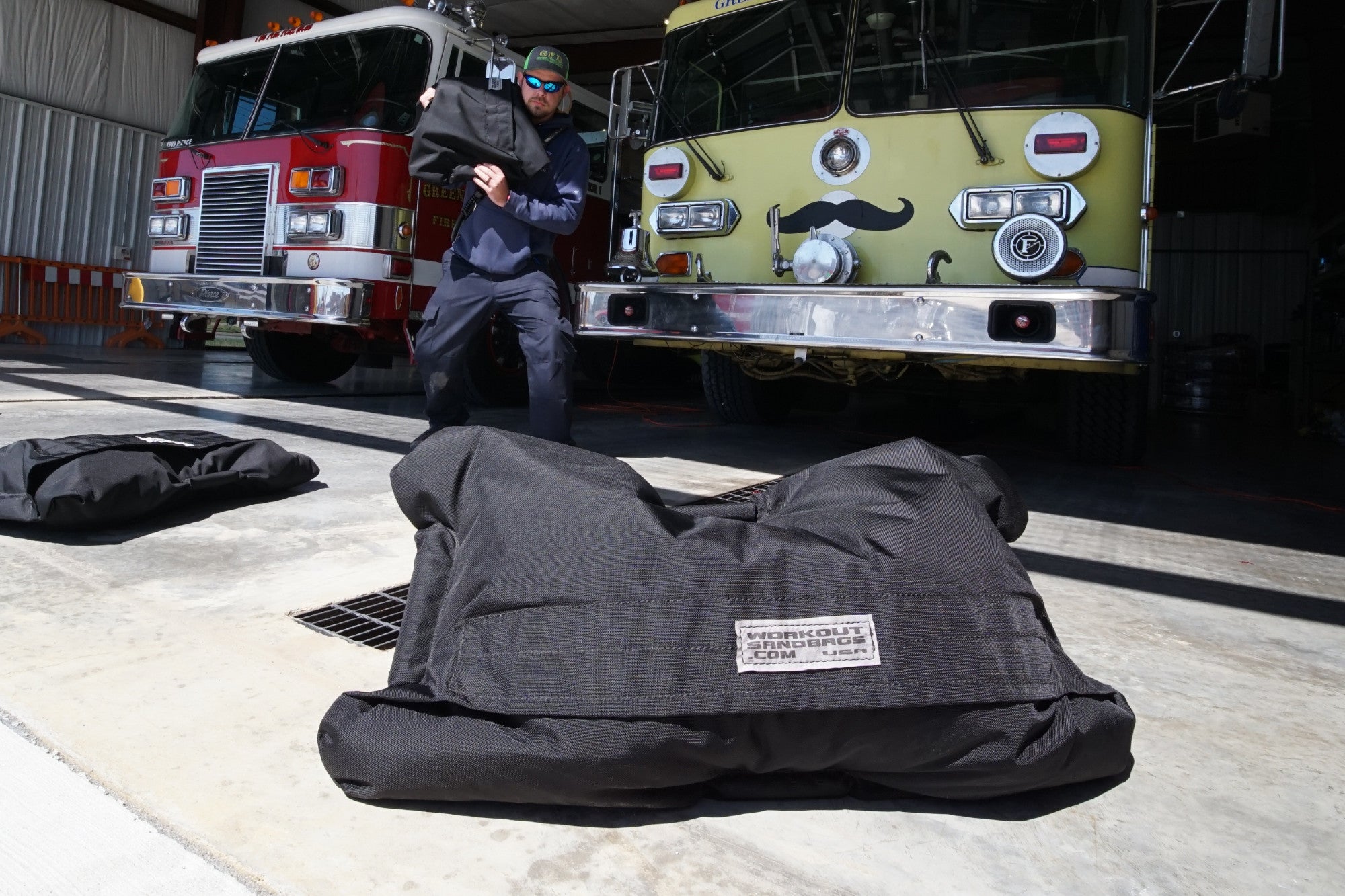 training sandbags on fire